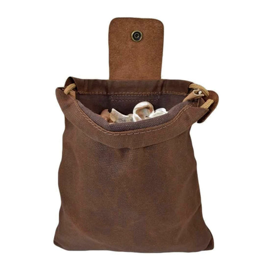 Canvas Collapsible Outdoor Camping Foraging Pouch Mushroom Storage Water Resistant Leather Bushcraft Belt V1192-AZ-W-0299