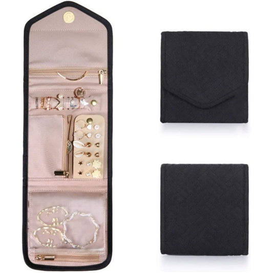 Travel Jewelry Organizer Case Foldable Jewelry Roll for Journey Rings, Necklaces, Earrings, Bracelets, Mini, V1192-AZ-W-0307