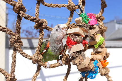 1PCS Parrots Climbing Net, Medium Large Size Parrots Hemp Rope Hanging Swing Bird Game Cage Toy Accessories M V1192-AZ-W-0308