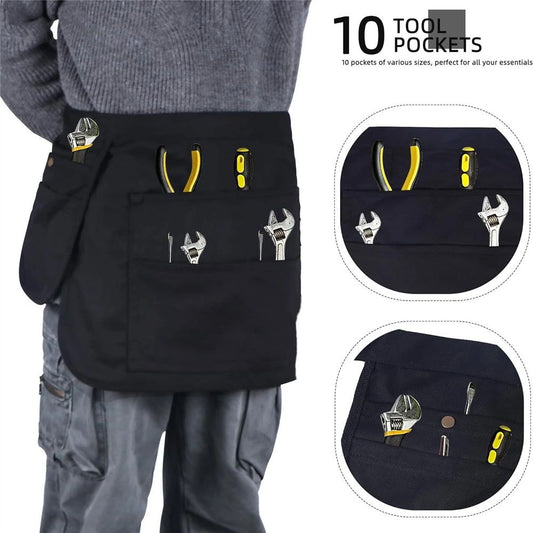 Tool Apron Half Canvas Apron With Muti-Pockets for Home Garden Painting Crafting Woodworking black(Only apron) V1192-AZ-W-0313