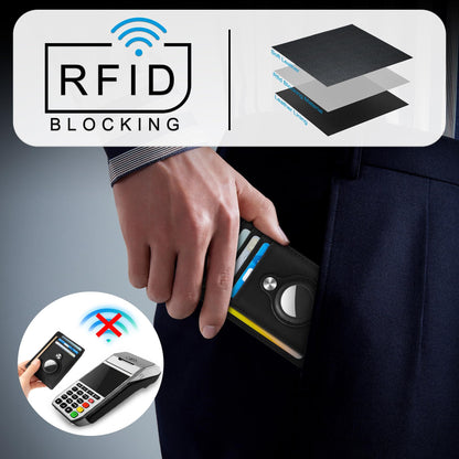 Slim Minimalist Front Pocket Air Tag Wallet, RFID Blocking Card Holder Wallet with Airtag Holder Anti theft V1192-AZ-W-0317