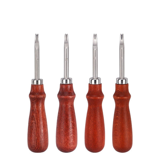 Leather Edge Bevelers, 4pc High Carbon Steel Edge Skiving Set, Wood Hand Edge Bevelers, Leather Craft Keen V1192-AZ-W-0327