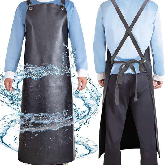 Waterproof Rubber Apron, Anti-Tear Heavy Duty Vinyl Adjustable Thicker Cross Back Dishwasher Apron for V1192-AZ-W-0342