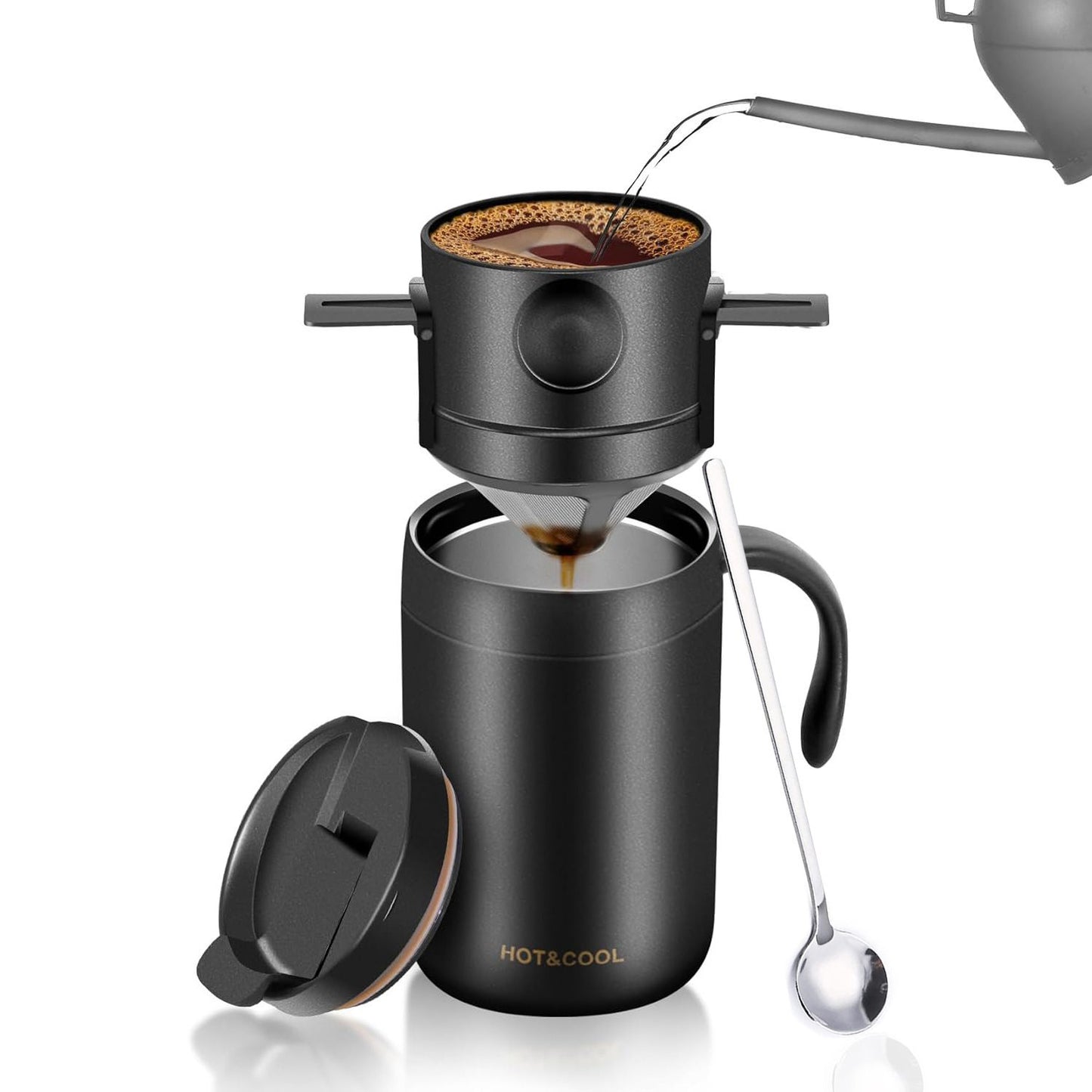 3pcs Camping Coffee Maker Pour Over Coffee Maker Set, Camp Pour Over Set, Portable Coffee Kit for Travel, V1192-AZ-W-0344