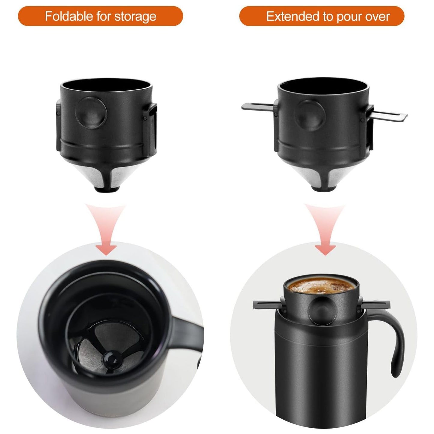 3pcs Camping Coffee Maker Pour Over Coffee Maker Set, Camp Pour Over Set, Portable Coffee Kit for Travel, V1192-AZ-W-0344