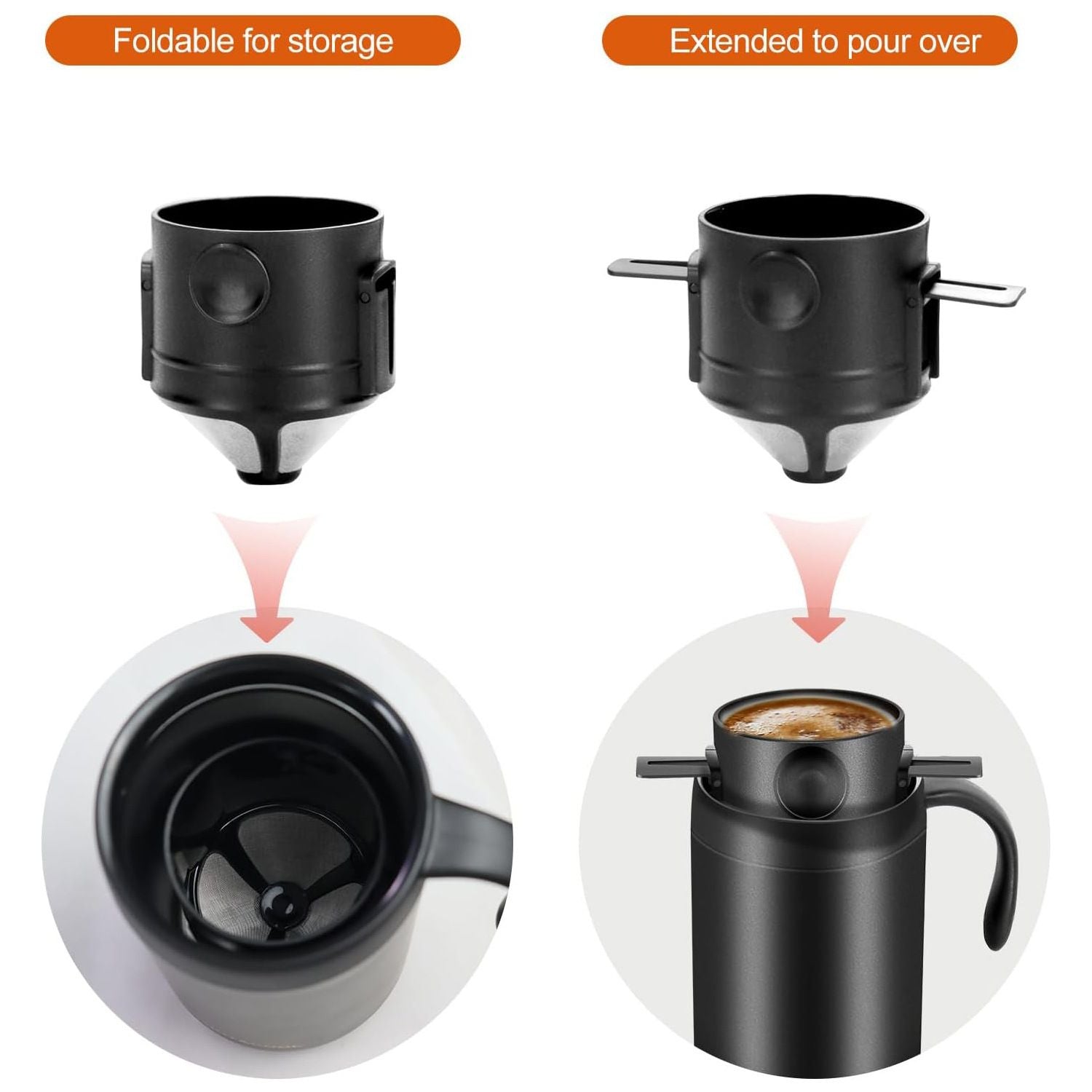 3pcs Camping Coffee Maker Pour Over Coffee Maker Set, Camp Pour Over Set, Portable Coffee Kit for Travel, V1192-AZ-W-0344