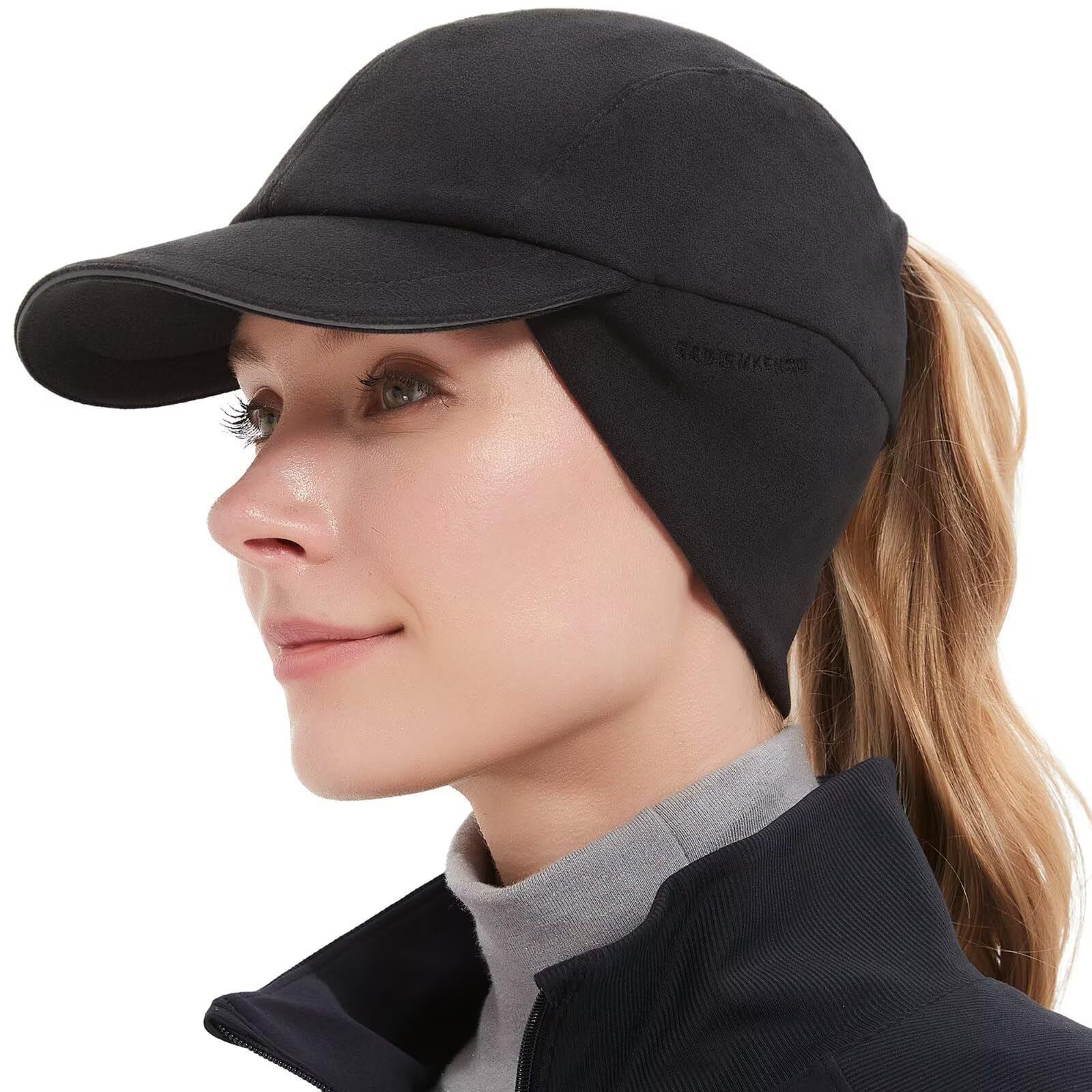 Ponytail Hat for Women -Reflective Winter Hat with Ponytail Hole for Workouts Vertical Ponytail Hole Winter V1192-AZ-W-0348
