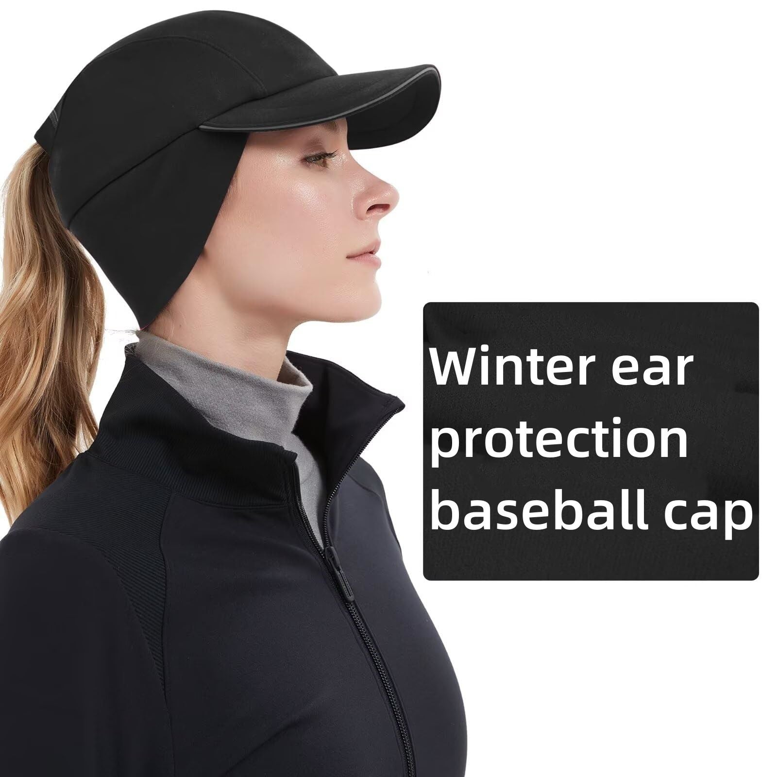 Ponytail Hat for Women -Reflective Winter Hat with Ponytail Hole for Workouts Vertical Ponytail Hole Winter V1192-AZ-W-0348