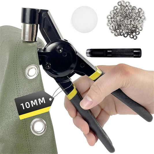 Heavy Duty Grommet Tool Kit Die and 300 Sets of 10MM Grommets,Handheld Manual Eyelet Tool Rivet Press Punch V1192-AZ-W-0350