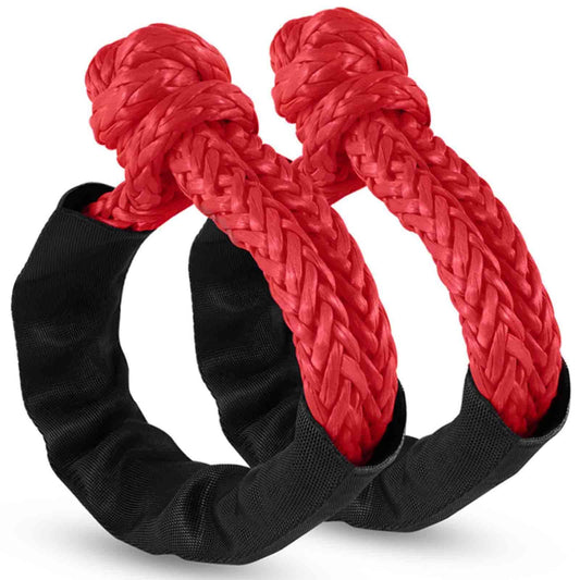 2 Pack Red Soft Shackle Breaking Strength with Protective Sleeve for Off-Road Sailing Trucks UTV Synthetic V1192-AZ-W-0352