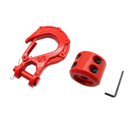 Winch Hook-3/8" Clevis Slip Hook with Safety Latch & Winch Cable Hook Stopper, Grade Forged Steel Work for V1192-AZ-W-0353