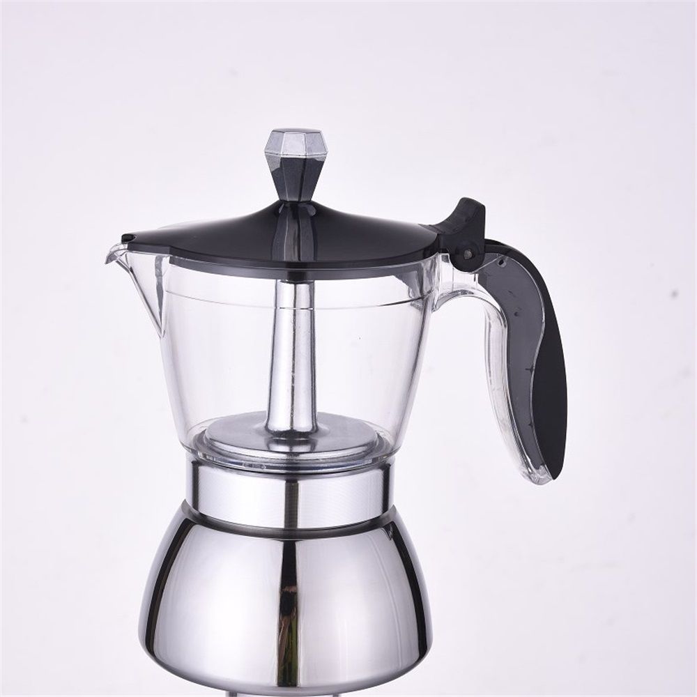 Strong Coffee Maker, Moka Pot Premium Crystal Shape Top Coffee, 4 cup, Classic Italian coffee maker for V1192-AZ-W-0360