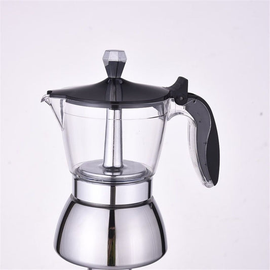 Strong Coffee Maker, Moka Pot Premium Crystal Shape Top Coffee, 4 cup, Classic Italian coffee maker for V1192-AZ-W-0360