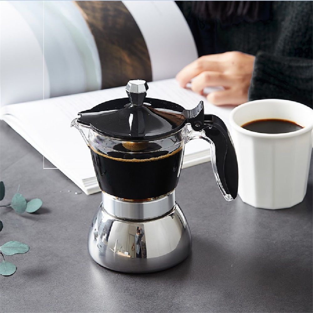 Strong Coffee Maker, Moka Pot Premium Crystal Shape Top Coffee, 4 cup, Classic Italian coffee maker for V1192-AZ-W-0360