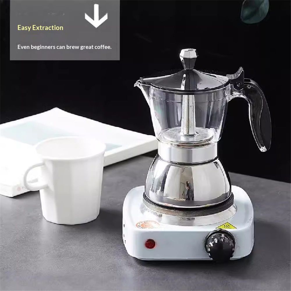 Strong Coffee Maker, Moka Pot Premium Crystal Shape Top Coffee, 4 cup, Classic Italian coffee maker for V1192-AZ-W-0360