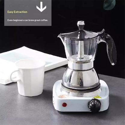 Strong Coffee Maker, Moka Pot Premium Crystal Shape Top Coffee, 4 cup, Classic Italian coffee maker for V1192-AZ-W-0360