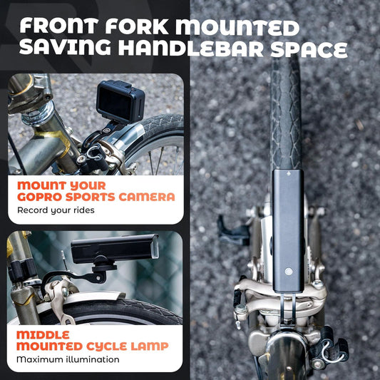 Fork Mount Bike Headlight Bracket Out Front Mount Compatible with Action Camera Bike Light, for Folding Bike V1192-AZ-W-0362