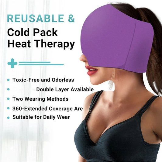 Migraine Relief Cap, Headache Relief Cap, Ice Head Wrap with Hot or Cold Therapy, Ice Hat, Hangover Relief V1192-AZ-W-0365