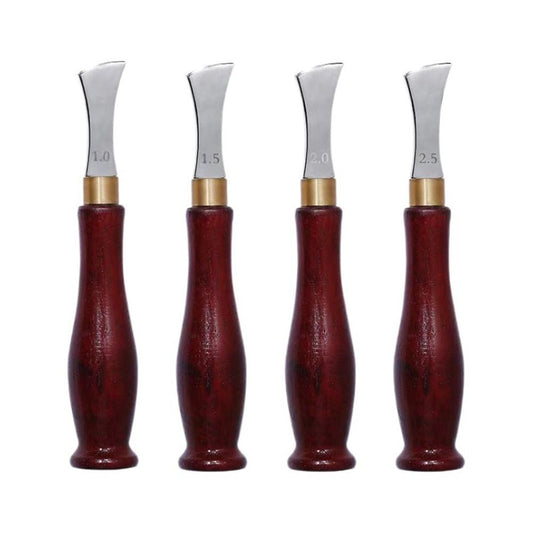 4 PCS Leather Edge Creaser,1.0/1.5/2.0/2.5mm Professional Leather Tool,Edge Creaser Stainless Steel Red Wood V1192-AZ-W-0368
