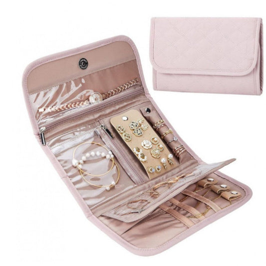 Travel Jewelry Case Organizer, Medium Foldable Storage Roll for Earrings, Necklaces, Rings, Bracelets, V1192-AZ-W-0373