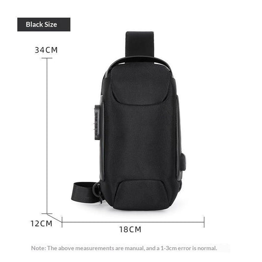 Anti-theft Sling Bag Business Men Bag Chest Crossbody bags with USB Charging Port Waterproof Small Backpack V1192-AZ-W-0378