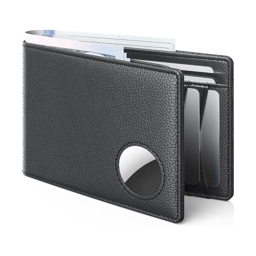 Mens Leather Wallet, Slim, RFID Blocking - Card Capacity | Bill Divider | ID Window (Black, only one bag) V1192-AZ-W-0383