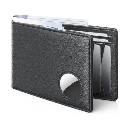 Mens Leather Wallet, Slim, RFID Blocking - Card Capacity | Bill Divider | ID Window (Black, only one bag) V1192-AZ-W-0383