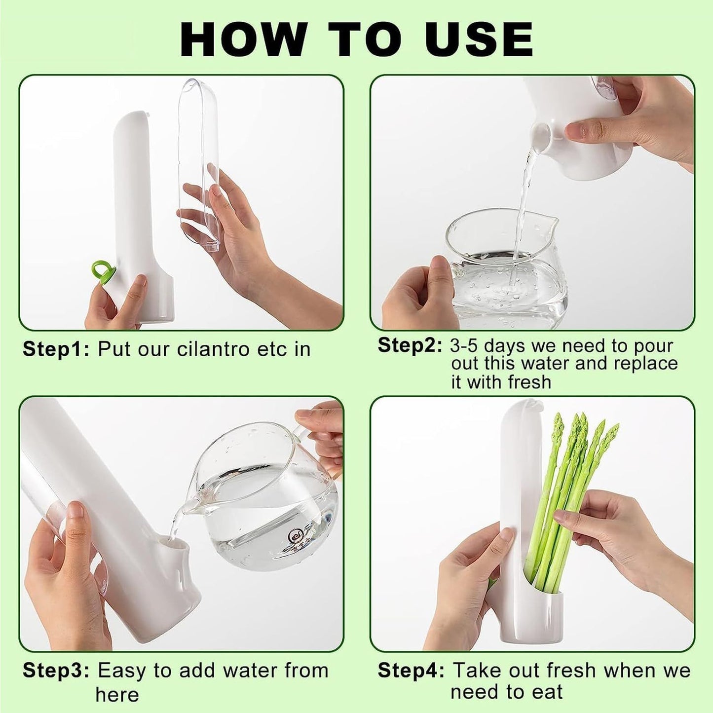 Herb Keeper for Refrigerator, Herb Saver for Refrigerator, Cilantro Container, Vegetable Preservation Bottle V1192-AZ-W-0388