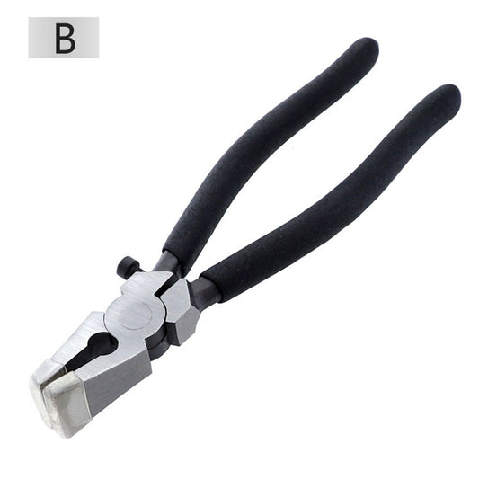 Glass Running Pliers With Curved Jaws - Professional Glass Breaking Tool for Stained Work, Key Fob Hardware V1192-AZ-W-0391