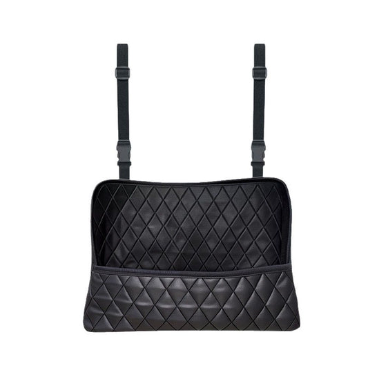 Car Net Pocket Handbag Holder Between Seats, Luxury Quilted Purse Car Organizer With 2 Extra Pockets For V1192-AZ-W-0393