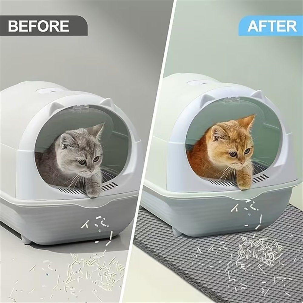 Cat Litter Mat Large Cat Litter Trapping Mat 30x30cm Double Layer Urine and Water Proof Kitty Litter Box Mat V1192-AZ-W-0394