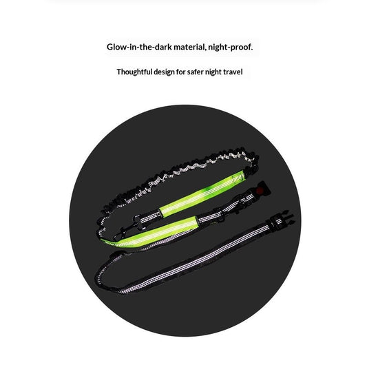 Hands-Free Waist Leash for Dog Walking, Running and Hiking, Adjustable Belt with Double Handle, Reflective V1192-AZ-W-0397