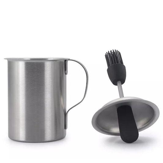 Stainless steel oil pot brush integrated oil pot silicone oil brush bottle barbecue oil pot with brush, used V1192-AZ-W-0404
