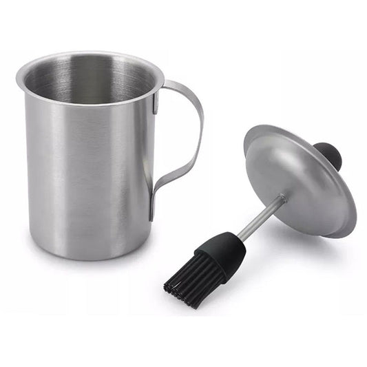 Stainless steel oil pot brush integrated oil pot silicone oil brush bottle barbecue oil pot with brush, used V1192-AZ-W-0404