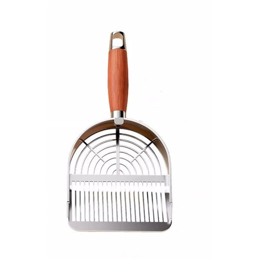 Stainless Steel Metal Cat Litter Scoop - Durable, Anti-Break Handle for Cat Litter Box Strip Holes Easy V1192-AZ-W-0413