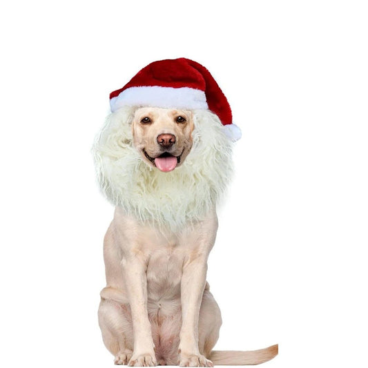 Christmas Dog Santa Costume, Adjustable Red Santa Hat with White Beard Wig, Christmas Costumes for Small V1192-AZ-W-0417