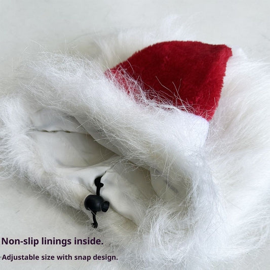 Christmas Dog Santa Costume, Adjustable Red Santa Hat with White Beard Wig, Christmas Costumes for Small V1192-AZ-W-0417