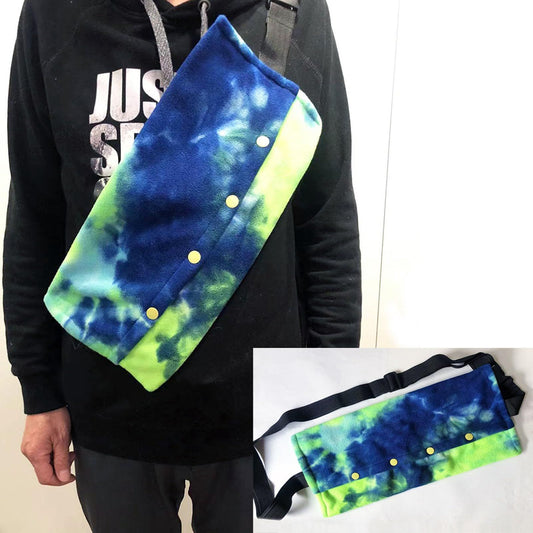 Small Animal Sling Carrier,Adjustable Strap Soft Coral Fleece Beardie Snuggle Sling Bag ( blue-green) V1192-AZ-W-0418