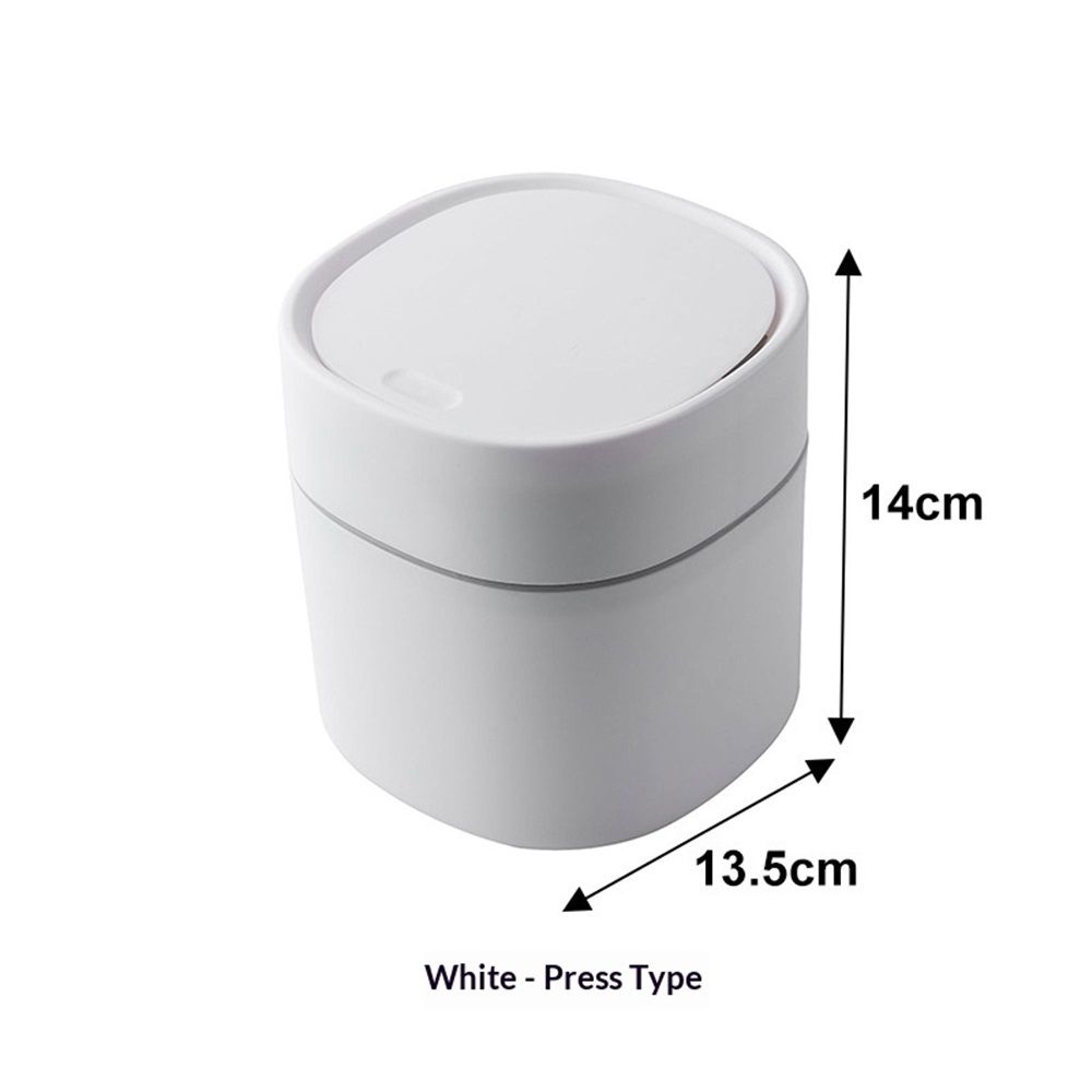 Mini Desk Trash Can with Lid, Press-Top Tiny Countertop Waste Basket Small Table Top Plastic Covered Garbage V1192-AZ-W-0430