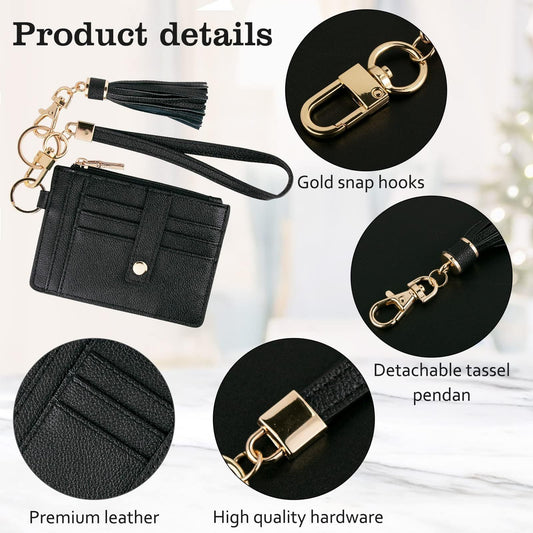 2 pack Small Wristlet Wallets for Women Credit Card Holder Wallet Keychain Wristlet Wallet Credit Card V1192-AZ-W-0437