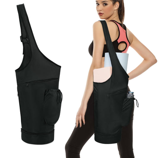 Yoga Mat Bag, Large Opening Long Tote Yoga Mat Carrier Holder Bag with Waterproof Wet Pocket and Drawstring V1192-AZ-W-0439
