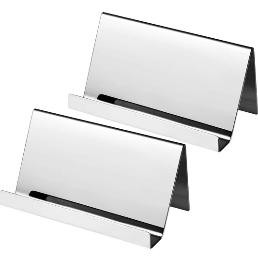 4 Pack Stainless Steel Business Cards Holders Desktop Credit Name Card Display Organizer for Business Mental V1192-AZ-W-0440