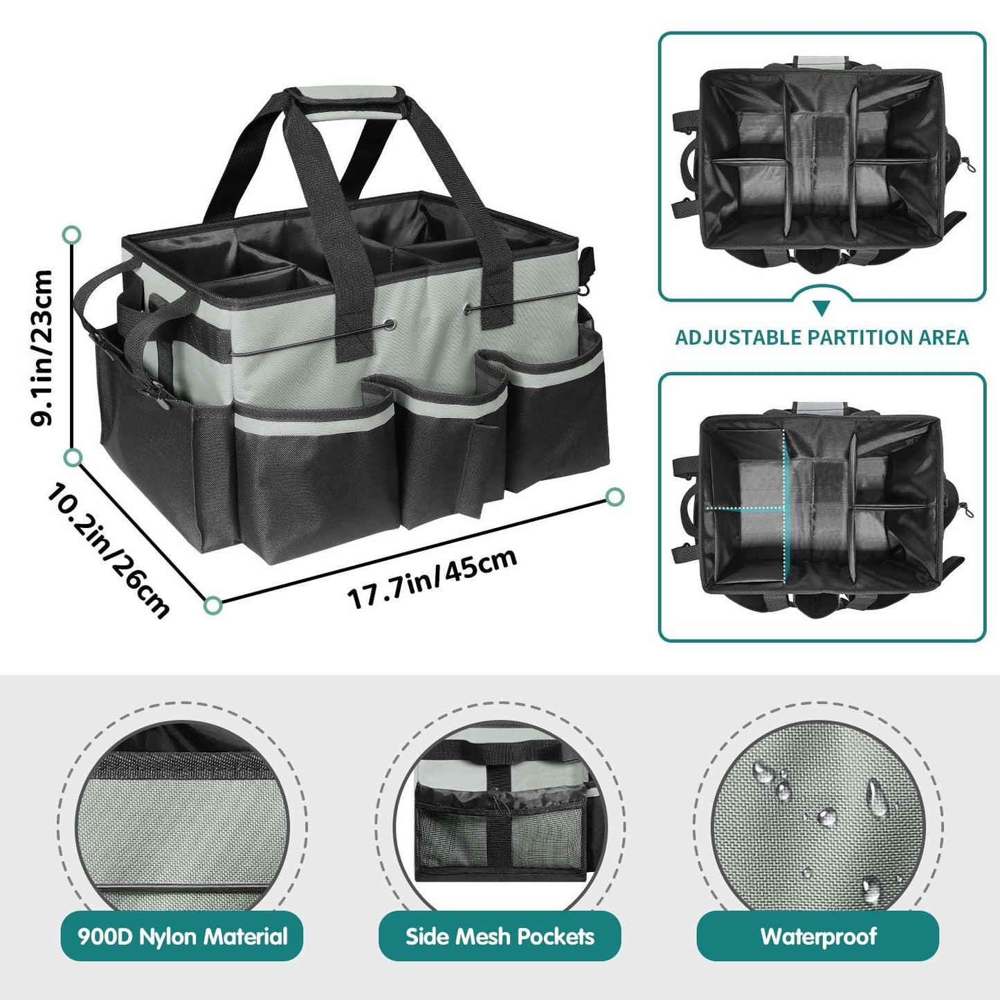 Wearable Cleaning Caddy, Cleaning Caddy Supplies Organizer with Handle & Shoulder Straps for Housekeepers, V1192-AZ-W-0468