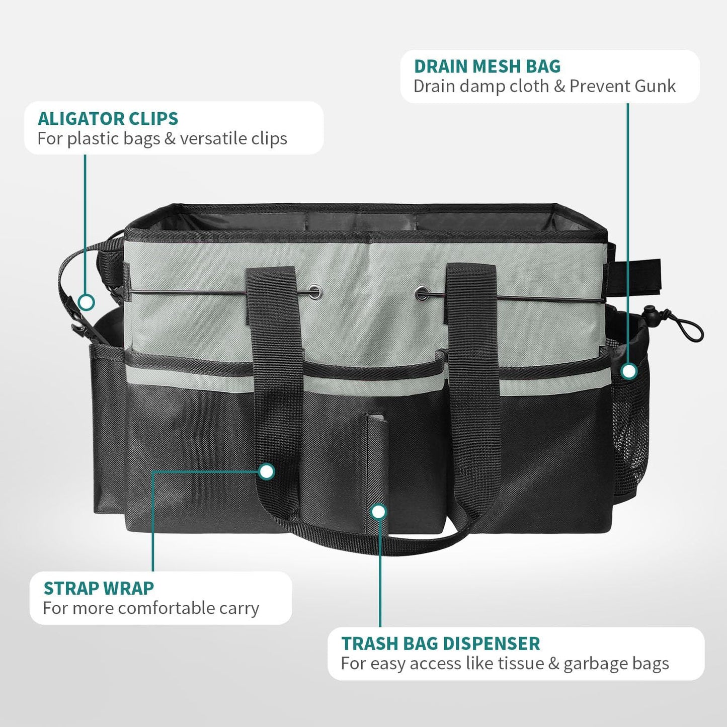 Wearable Cleaning Caddy, Cleaning Caddy Supplies Organizer with Handle & Shoulder Straps for Housekeepers, V1192-AZ-W-0468