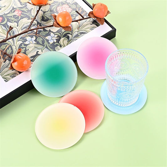 Pastel Color Drink Coasters - 12 Pcs Acrylic Coaster Set, 3.8 Inch Round, Coffee Table & Dining Table V1192-AZ-W-0469