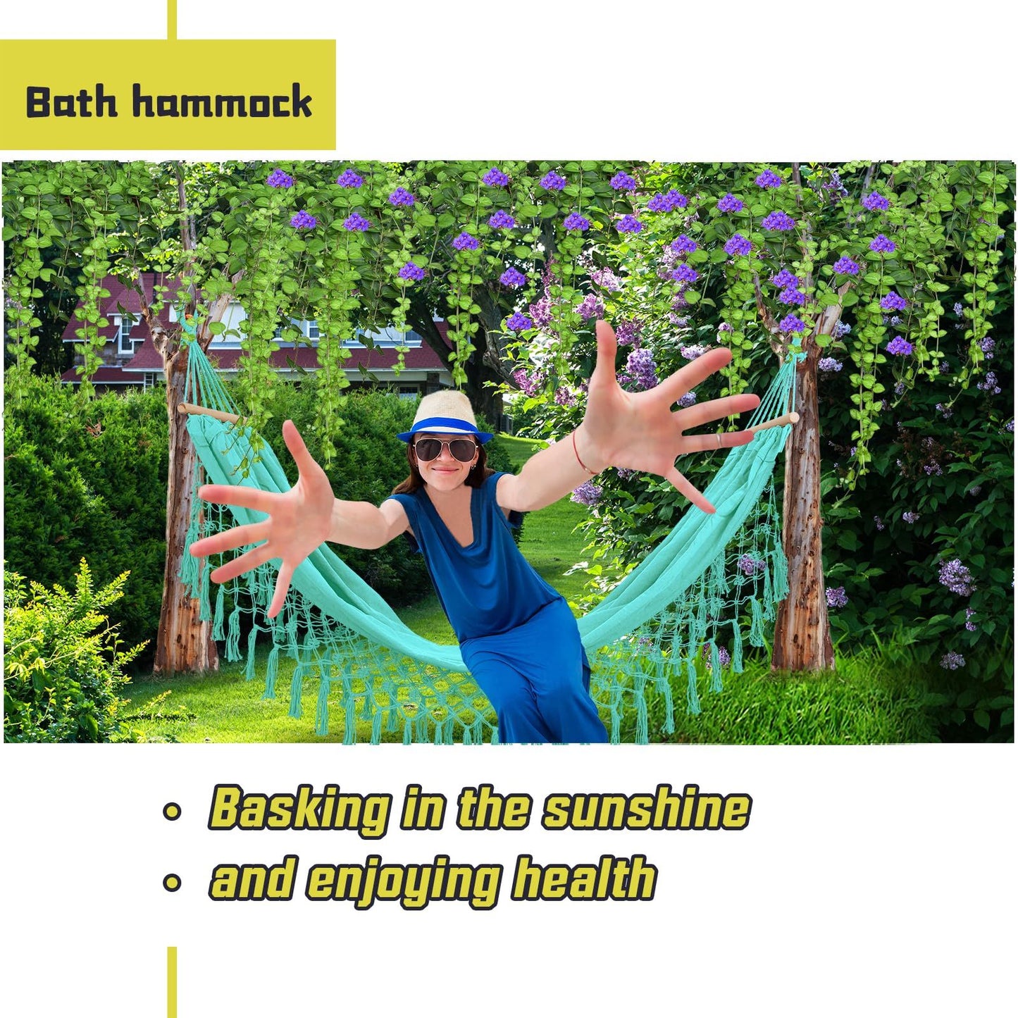 Beautiful Boho Style Hammock -Camping, Portable 2 Person Hammock, for Suitable for Backpacking, Patio, Beach, V1192-AZ-W-0473