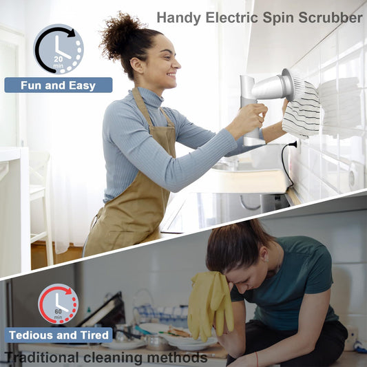 Electric Spin Scrubber, Bathroom Shower Electric Scrubber for Cleaning Tub/Tile/Floor/Sink/Window, Power V1192-AZ-W-0477