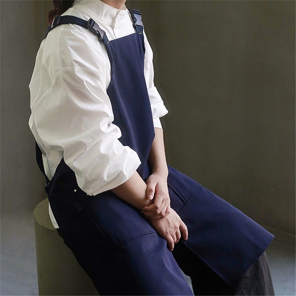 Pottery Apron Split Leg,Cross Back Chef Apron with Pockets,Painting Apron with Adjustable Straps for V1192-AZ-W-0478