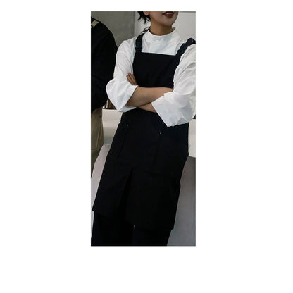 Pottery Apron Split Leg,Cross Back Chef Apron with Pockets,Painting Apron with Adjustable Straps for V1192-AZ-W-0478