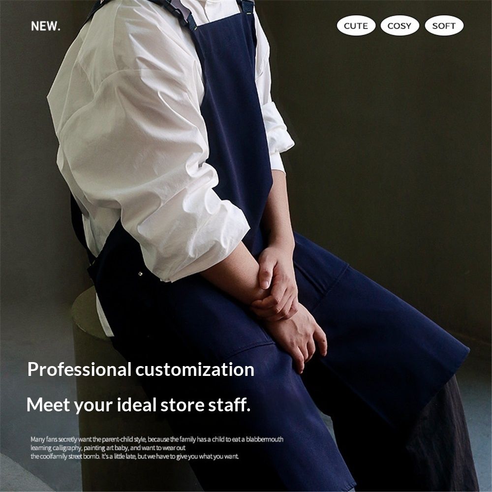 Pottery Apron Split Leg,Cross Back Chef Apron with Pockets,Painting Apron with Adjustable Straps for V1192-AZ-W-0478